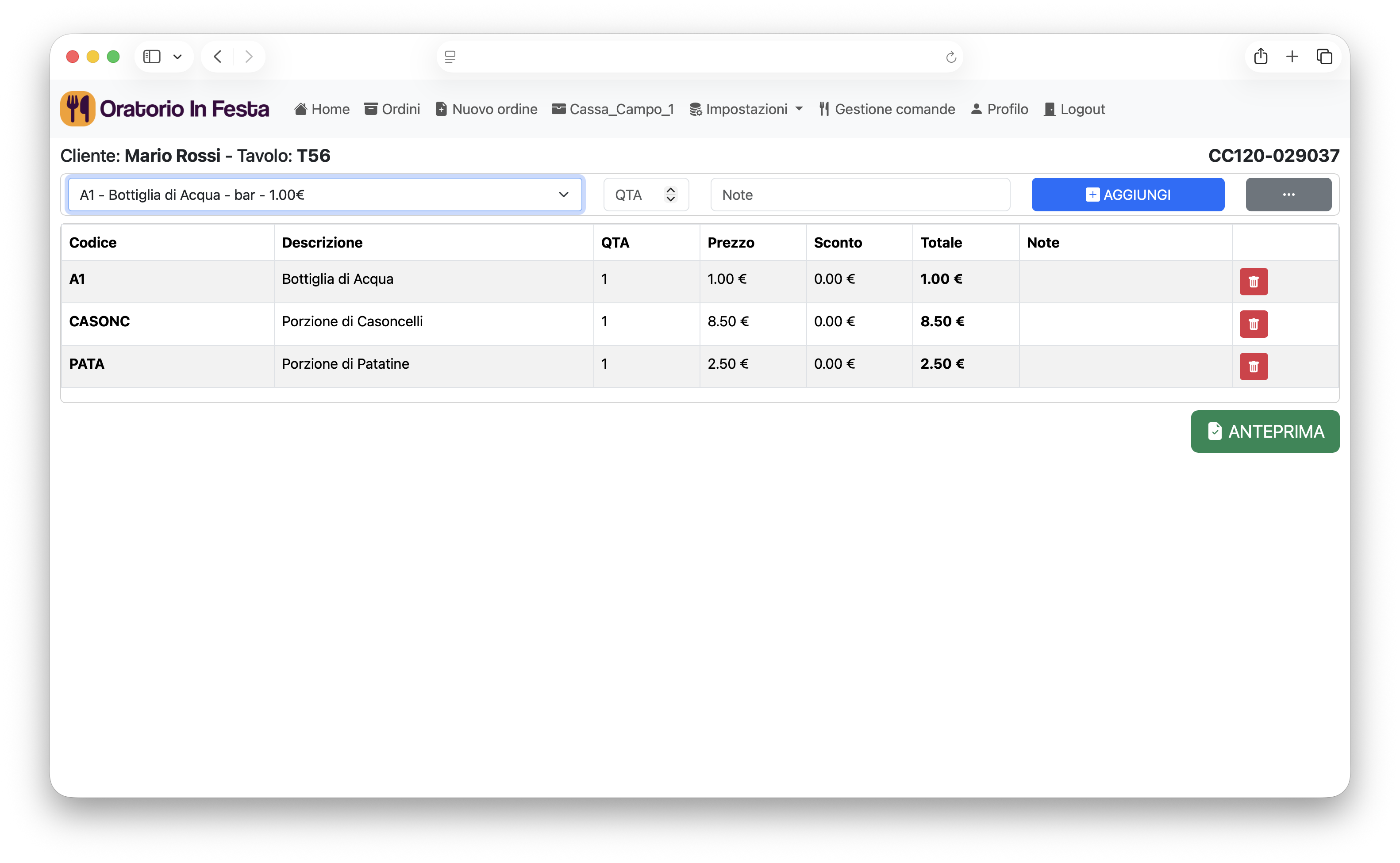 Screenshot software Oratorio in Festa