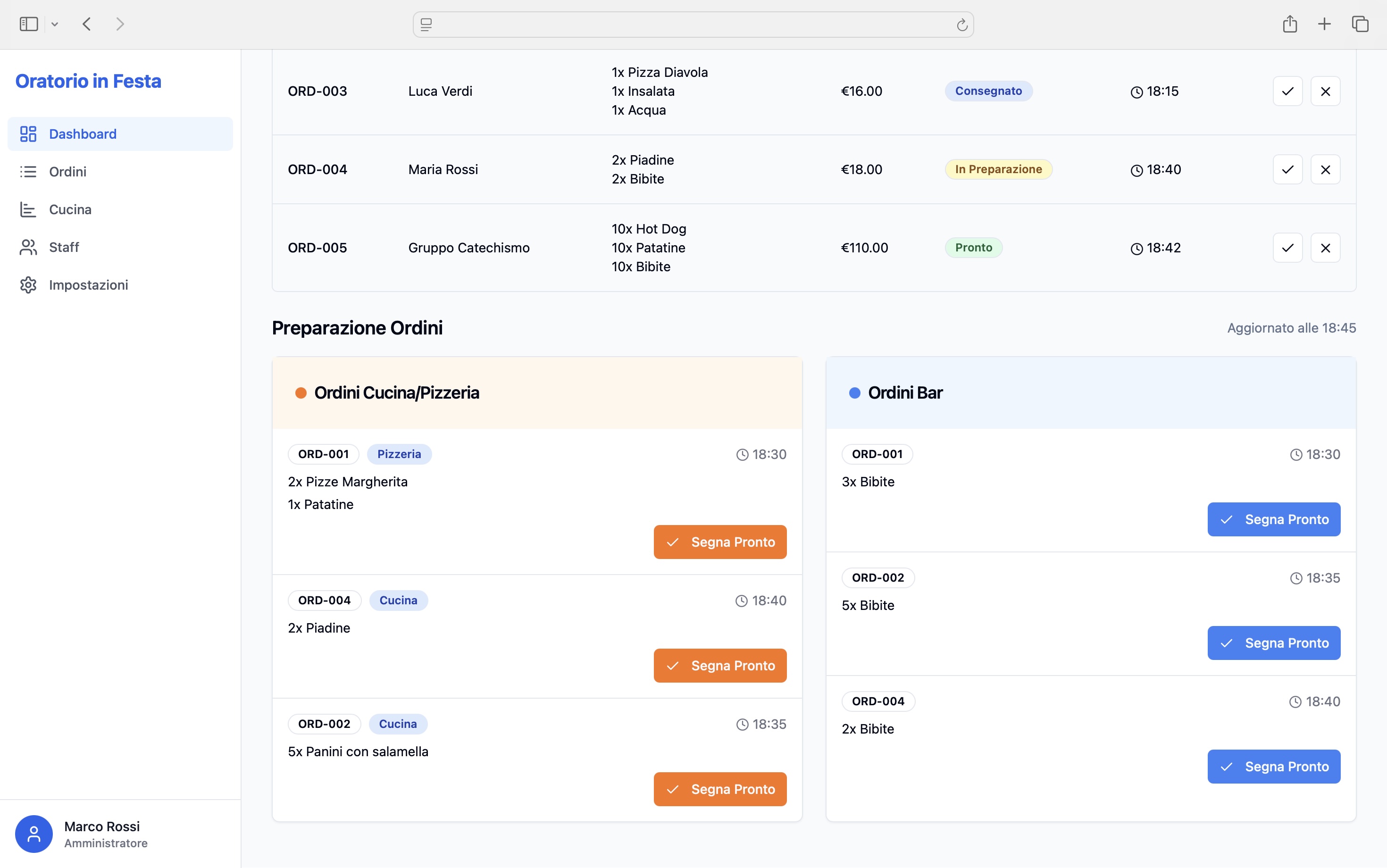 Screenshot software Oratorio in Festa